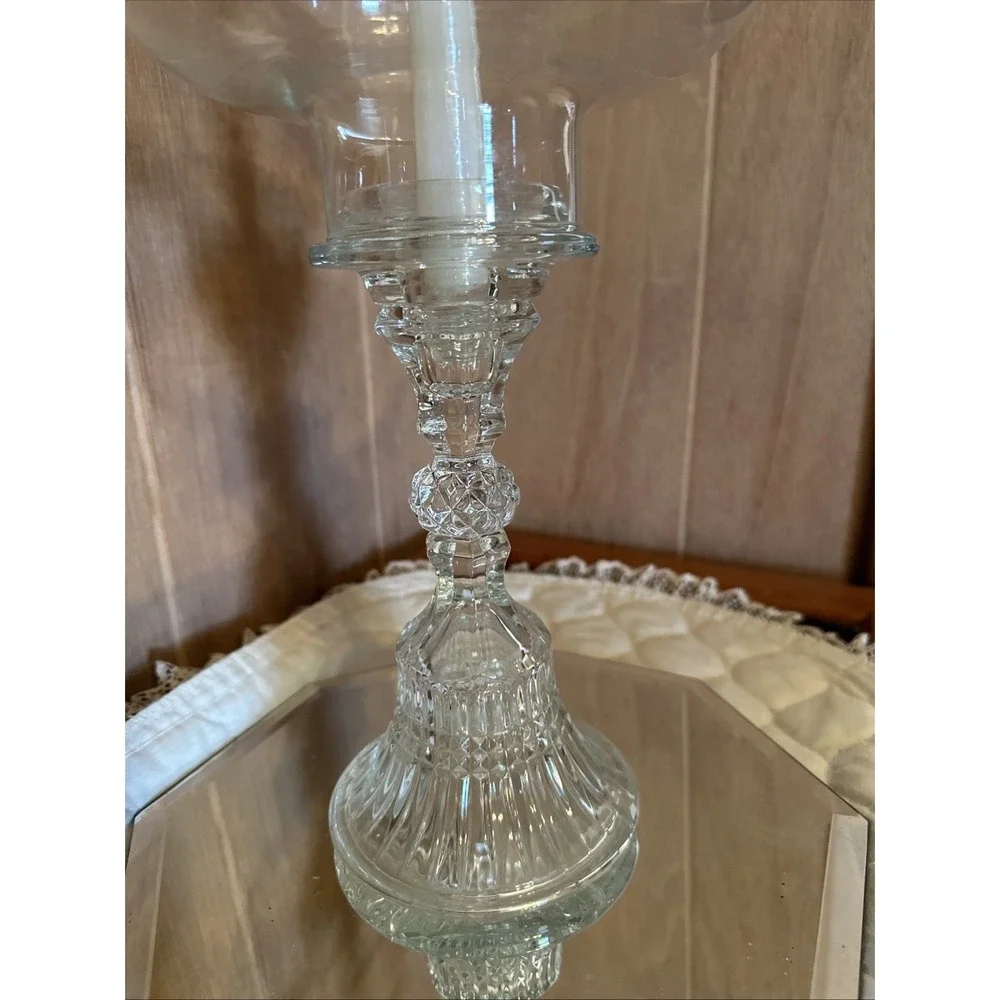 Vintage Tiara Clear Glassware Venetian Candle Lamp New In Box 15 Inches Tall‎
